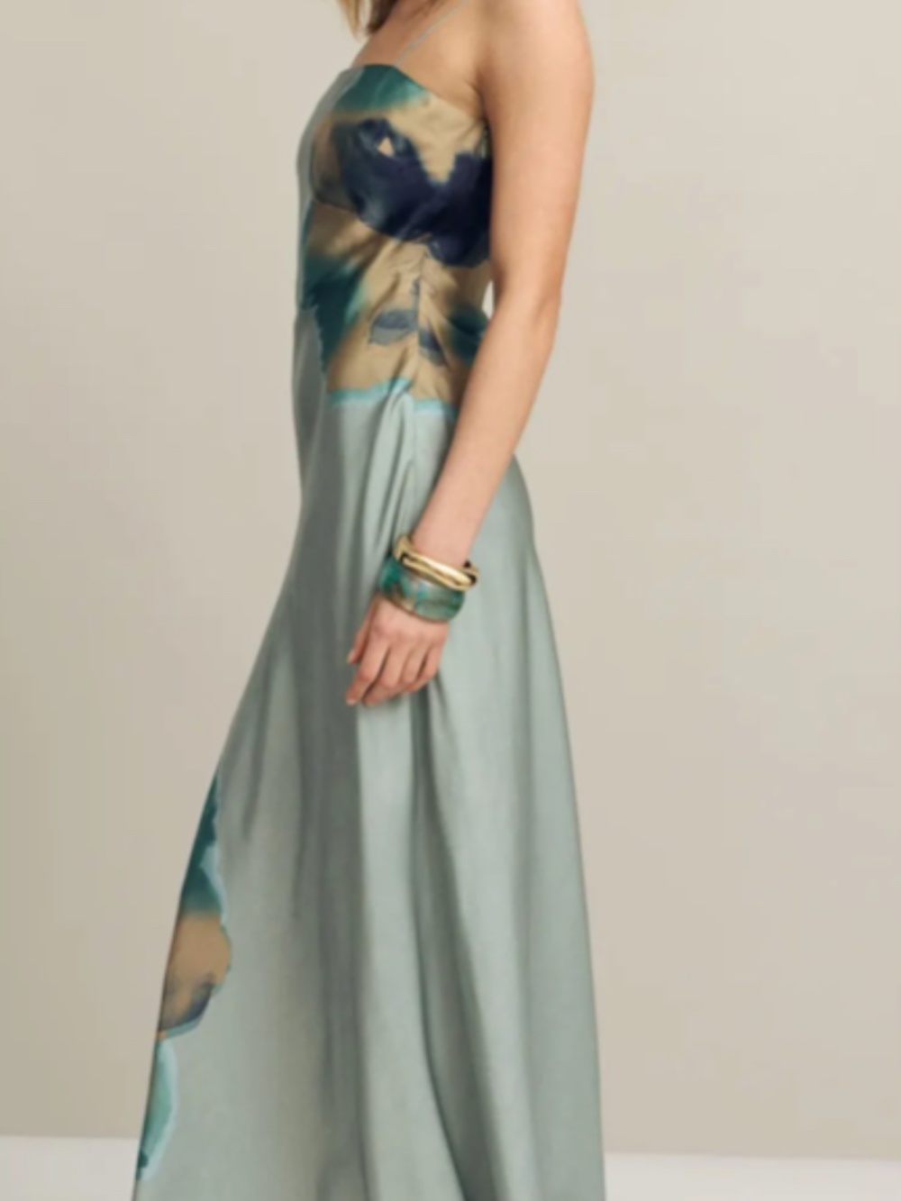 Hutch Strapless Lisa Maxi dress size XXS sage green poppy flower
